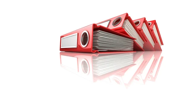 Cartelle Red Office Binder. Illustrazione di rendering 3D isolata su sfondo bianco — Foto Stock