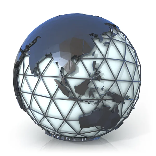 Polygonal style illustration of earth globe, Asia and Oceania view — Stock Photo, Image