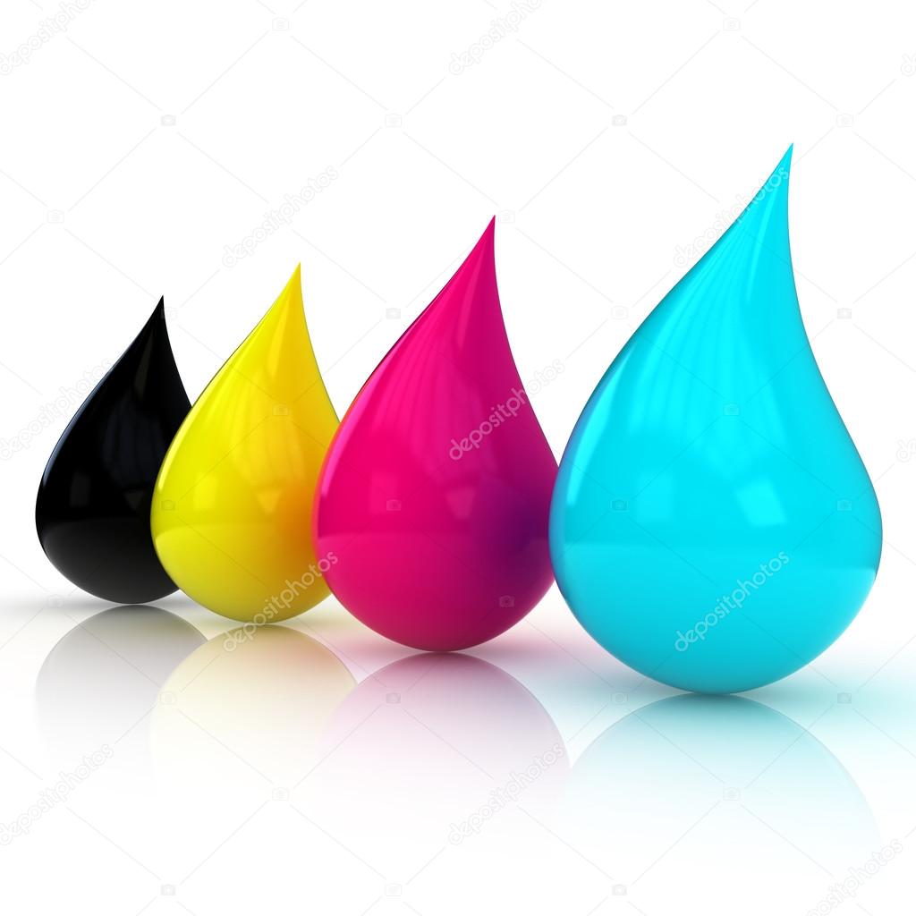 CMYK glossy drops isolated