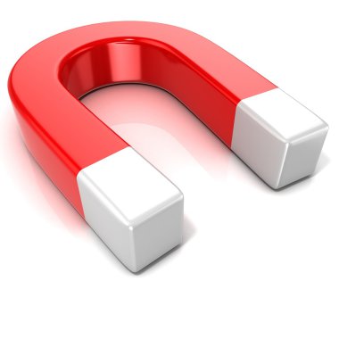 Beyaz arka plan üzerinde izole at nalı mıknatıs. Yan görünüm