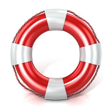 Lifebuoy beyaz izole. Önden Görünüm