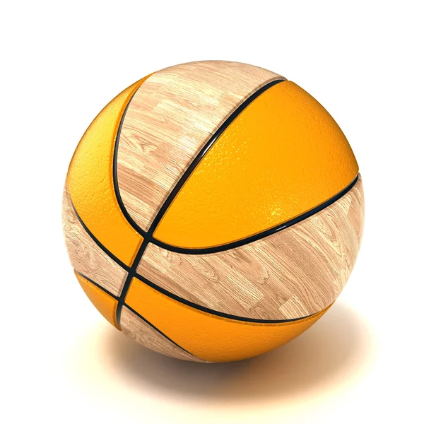 Basketplan och boll, 3d-rendering isolerade — Stockfoto