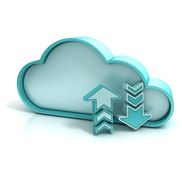 Cloud upload download 3d computer icon isolated — Stock Photo, Image