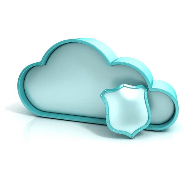 Nube escudo 3d icono del ordenador aislado — Foto de Stock