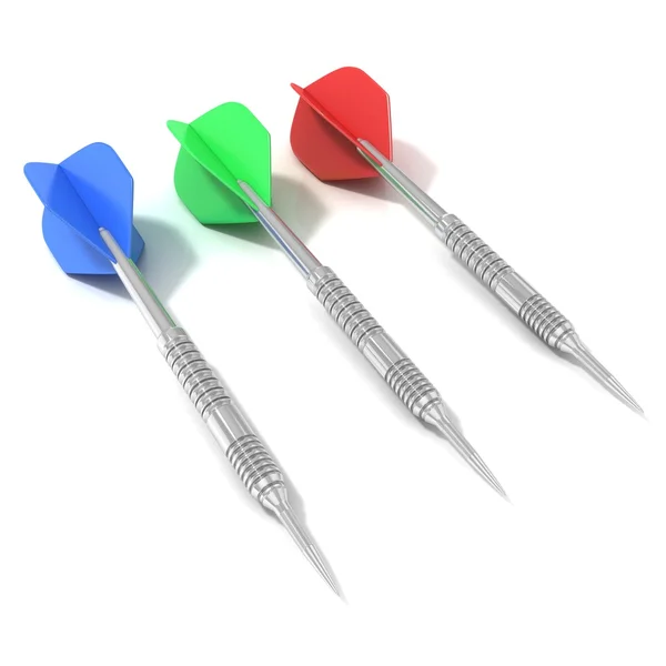 Set of darts, isolated on white background. Side view. 3d concept — Stock Photo, Image