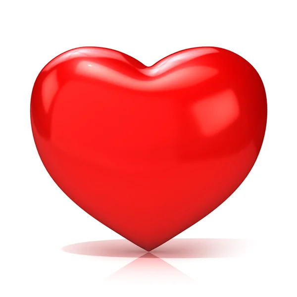 Duże czerwone serce. 3D render ilustracja na białym tle. Widok z przodu — Zdjęcie stockowe