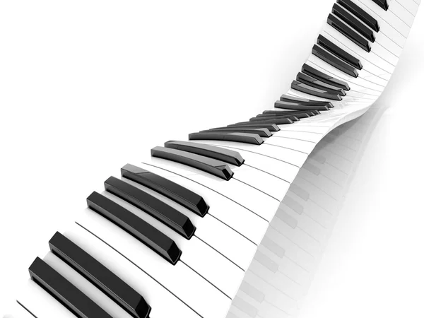 Clavier piano abstrait ondulé isolé sur blanc — Photo