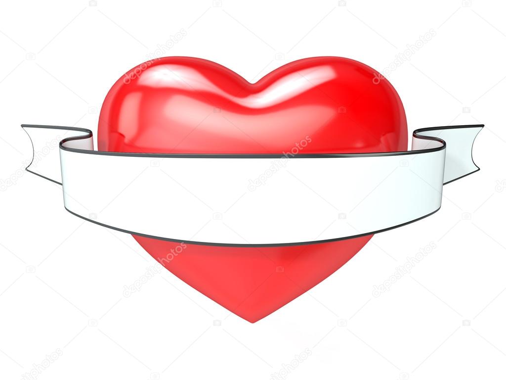 Coeur Rouge Et Blanc Ruban En Ilration De Rendu Coeur Rouge Et Blanc Ruban En Ilration De Rendu Isolée Sur Image Djmilic