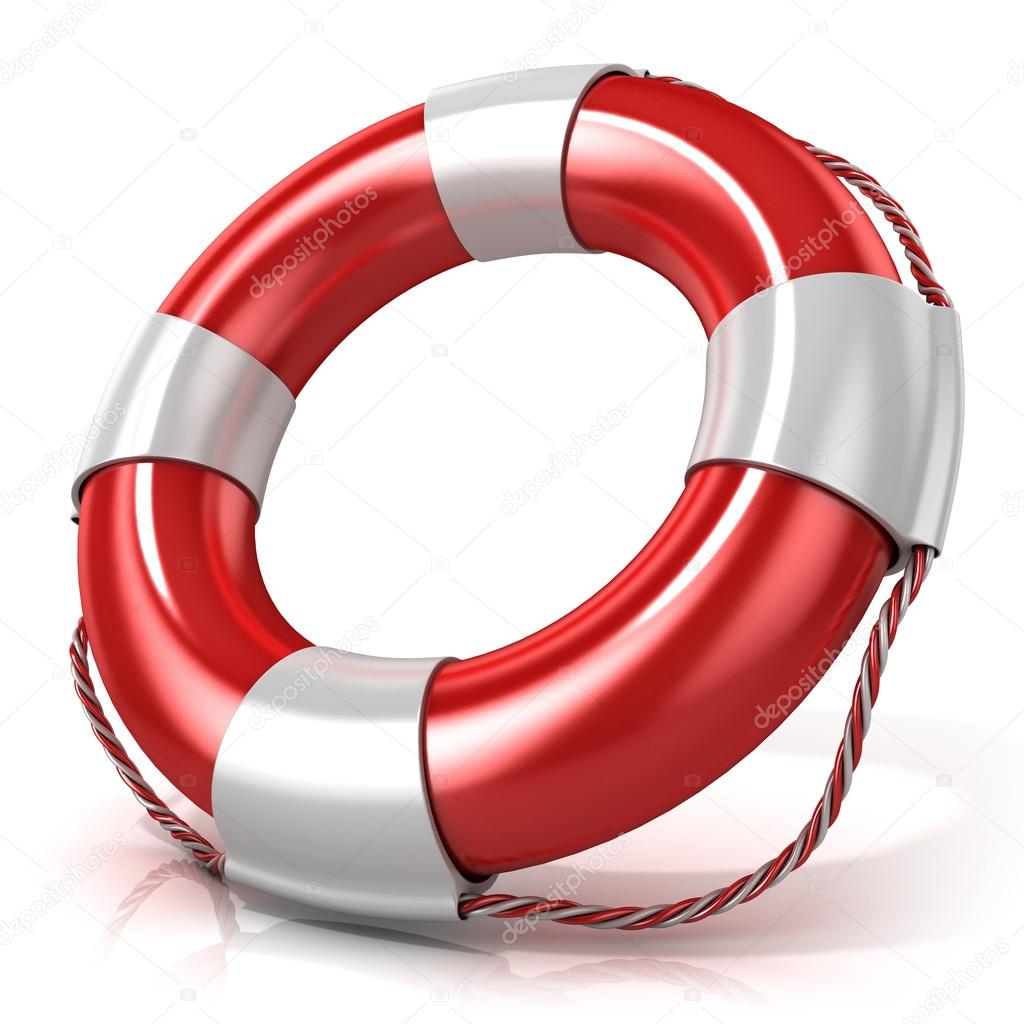 Lifebuoy isolated on white background. Right side view