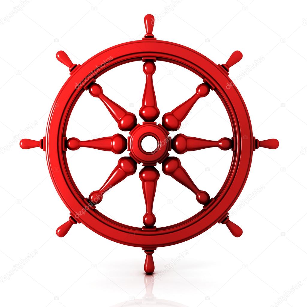 Ship wheel 3d isolated on white background