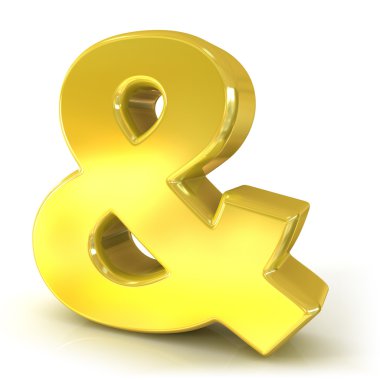 Ve işareti beyaz arka plan üzerinde izole 3d altın işareti