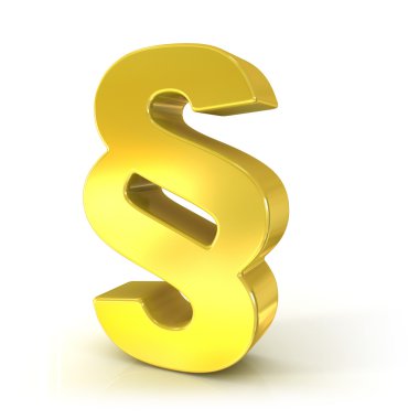 Beyaz arka plan üzerinde izole işareti 3d altın işareti paragraf