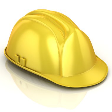 Beyaz arka plan üzerinde izole sarı güvenlik kask