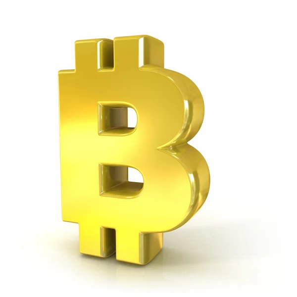 Bitcoin 3d signe d'or isolé sur fond blanc — Photo