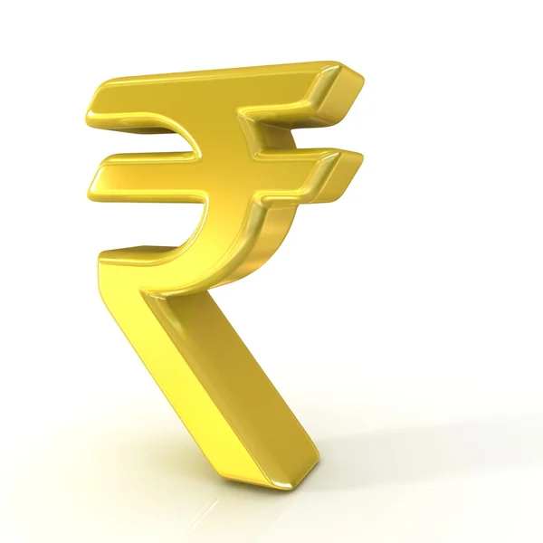 Indian rupee 3d golden sign isolated on white background — Stock Photo, Image