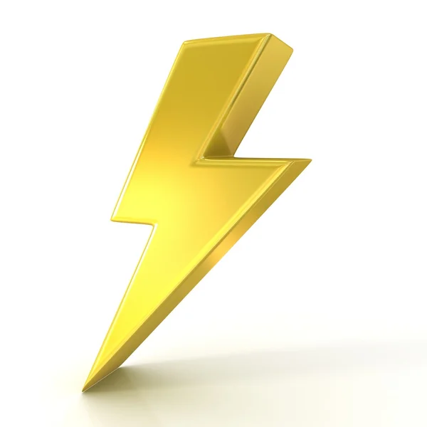 Lightning symbol, 3d golden sign isolated on white background — Stock Photo, Image