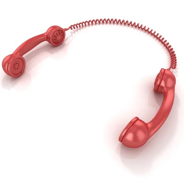 Κόκκινο παλιά τηλέφωνα μόδας συνδεδεμένο απομονωθεί σε λευκό φόντο — Φωτογραφία Αρχείου