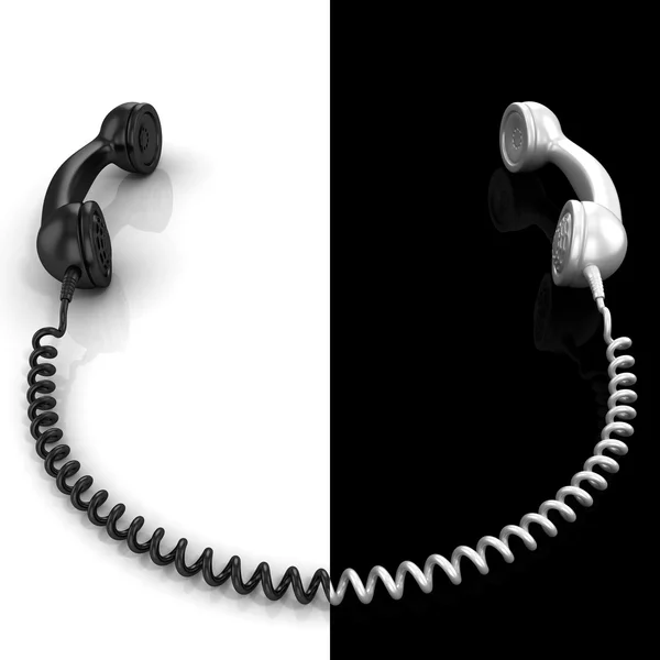 Auscultador de telefone preto e branco — Fotografia de Stock