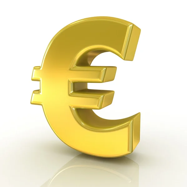 欧元孤立在白色背景上的 3d 金黄标志 — 图库照片#