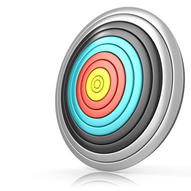 Okçuluk hedef, beyaz arka plan üzerinde izole. Yan görünüm