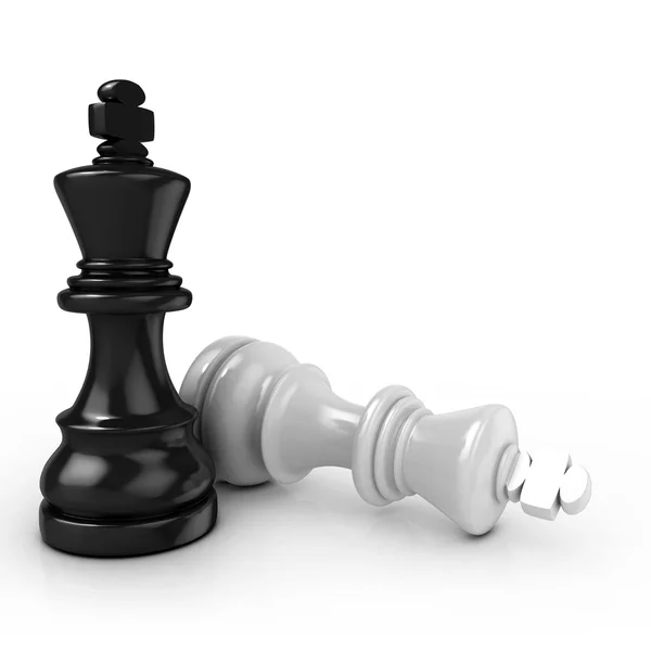 Black king chess mate, on white background — Stock Photo, Image