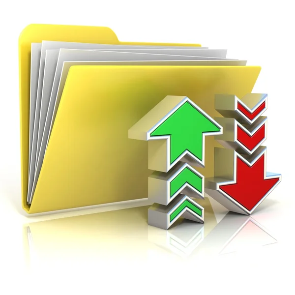 Upload, download folder icon, isolated on white background — Stock Photo, Image