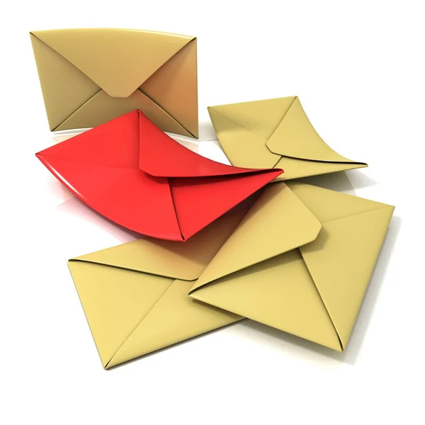 Envelopes, isolated render on a white background — Stock Photo, Image