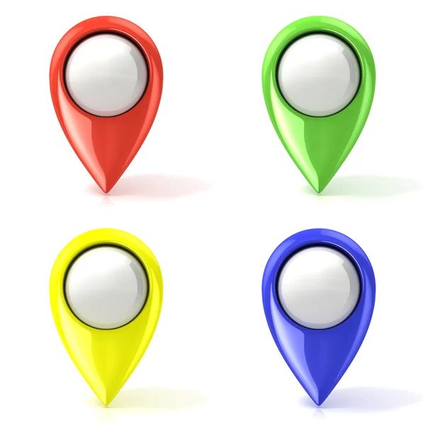 Mappa pekare. Röd, grön, gul och blå — Stockfoto