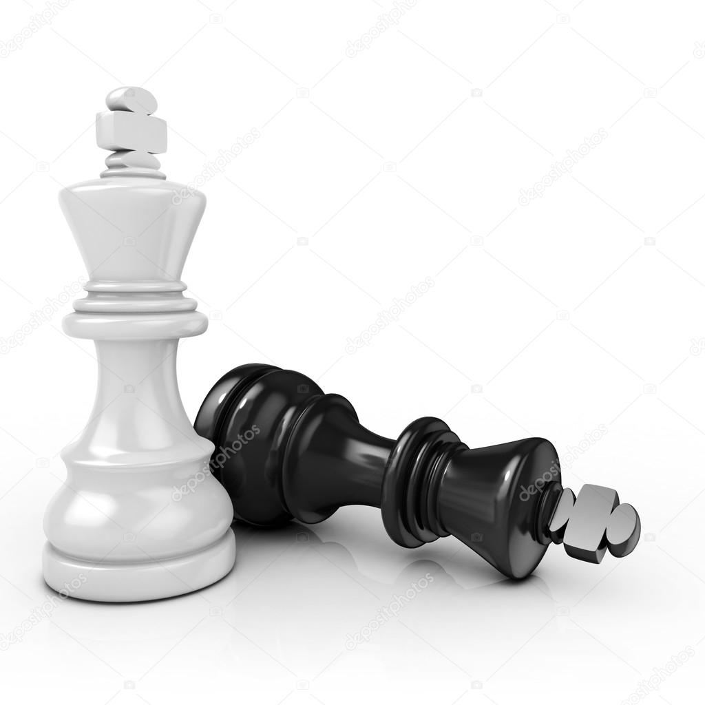 White king chess mate, on white background
