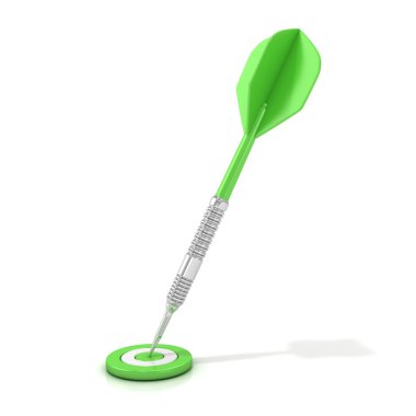 Yeşil yeşil hedef üzerinde beyaz izole dart