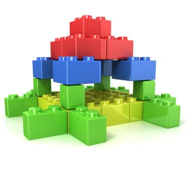 Oyuncak, çocuklar için renkli kale inşaat beyaz arka plan üzerinde izole