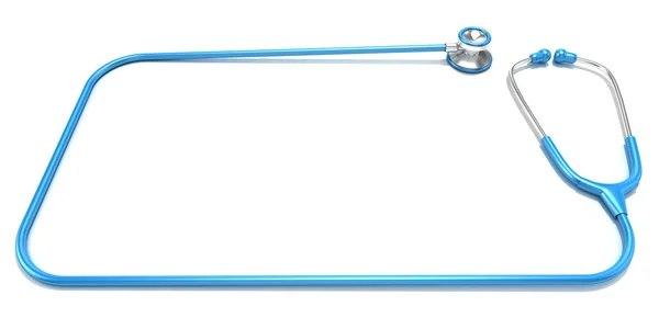 Estetoscopio azul como marco, con espacio para texto. Vista frontal — Foto de Stock