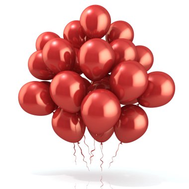 Beyaz arka plan üzerinde izole kırmızı balonlar kalabalık,