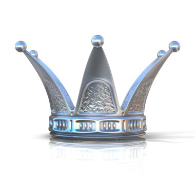 Beyaz bir arka plan üzerinde izole gümüş crown. Önden Görünüm