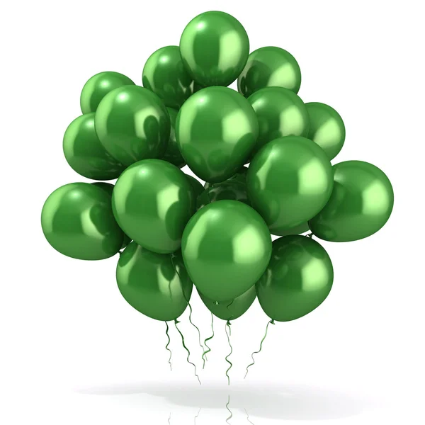Groene ballonnen menigte, geïsoleerd op witte achtergrond — Stockfoto