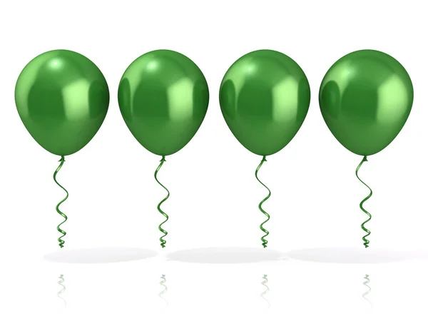 Green balloons, isolated on white background — Stock Photo, Image