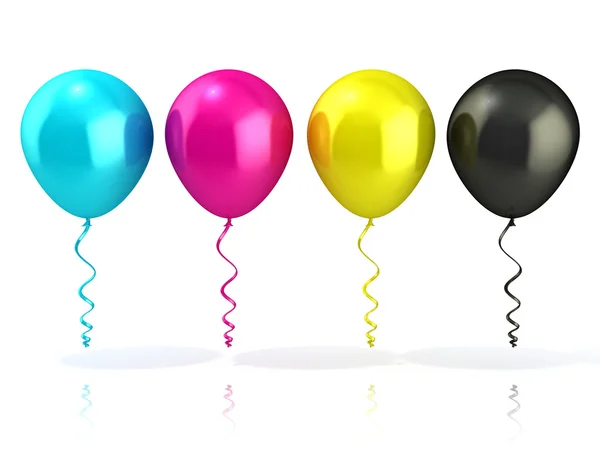 Balões CMYK, isolados sobre branco — Fotografia de Stock