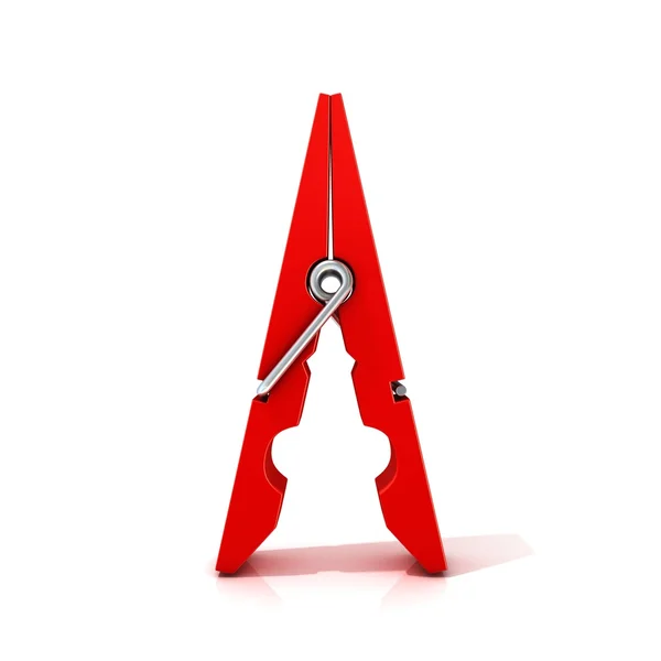 Rode kleren pin. Geopend permanent. Geïsoleerd op een witte achtergrond. Vooraanzicht — Stockfoto