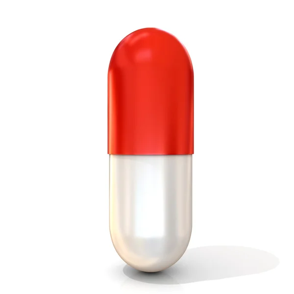 Rode pil capsule, geïsoleerd op witte achtergrond — Stockfoto