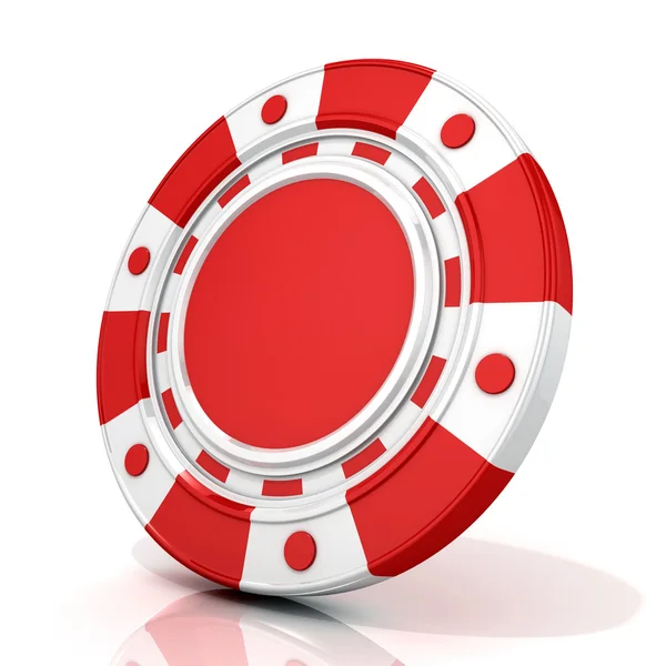 Roter Glücksspielchip. 3D-Darstellung isoliert auf weiß — Stockfoto
