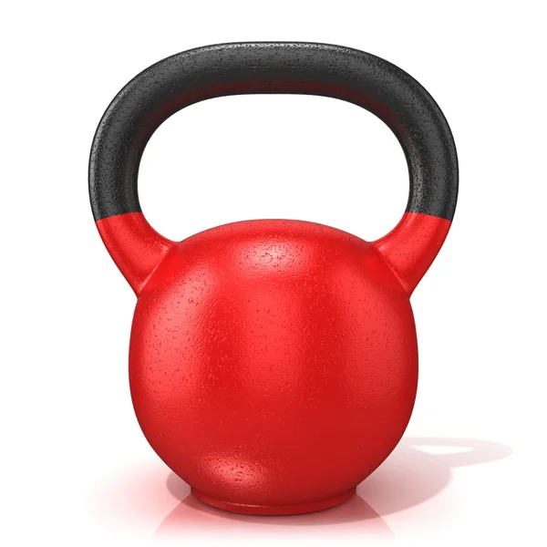 Röd kettle bell vikt, isolerad på en vit bakgrund. 3D render illustration. — Stockfoto