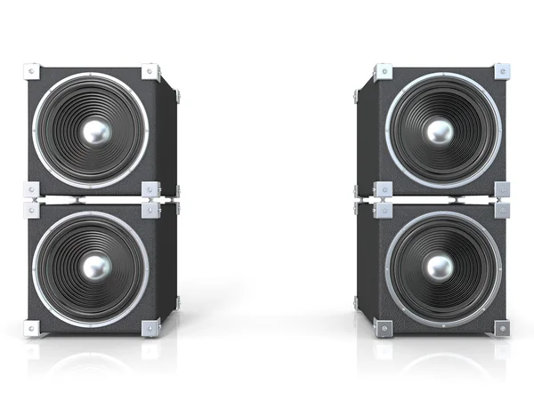 Two pairs of sound speakers. 3D render illustration isolated on white background. — Stock Photo, Image