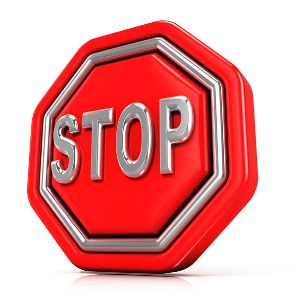 Stop sign. 3D render, isolated on white background. Side view — Stock Photo, Image