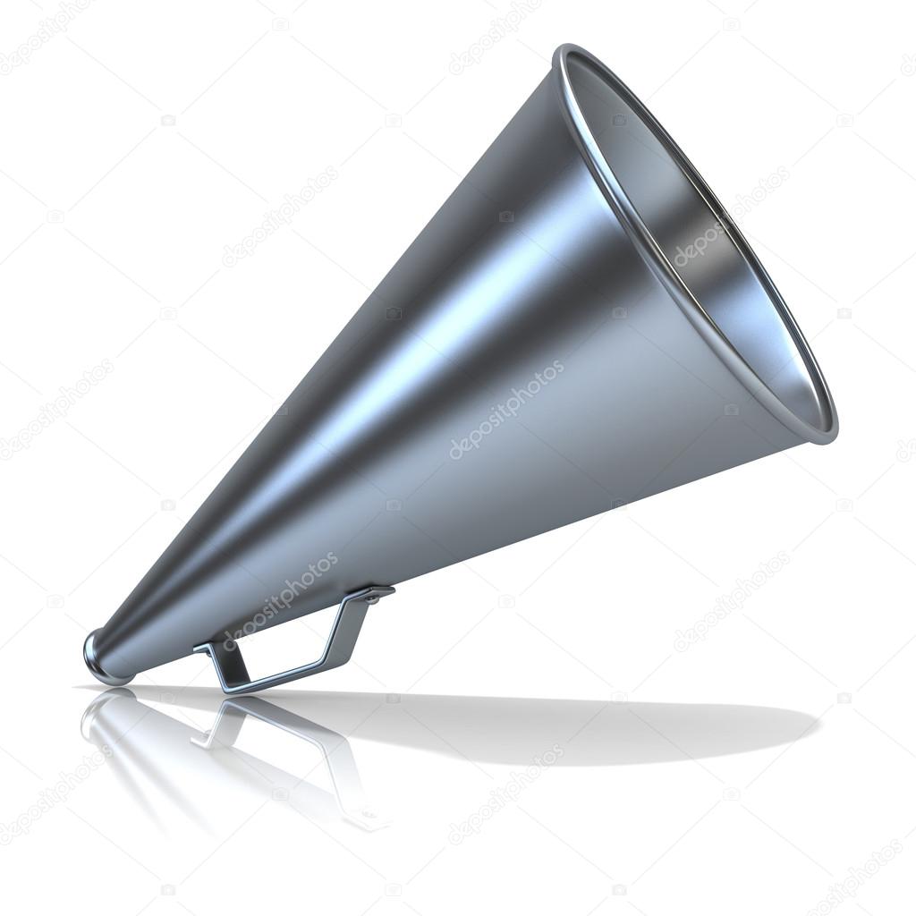 Retro - old style megaphone, isolated on white background. 3D render, standing up.