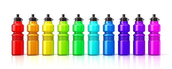 Colorful sport plastic water bottles — Stock Photo, Image