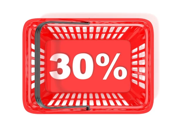 30% tag sconto nel carrello della spesa rosso — Foto Stock