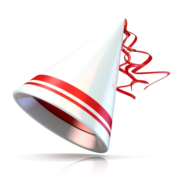 Chapeau de fête. Illustration 3D du chapeau blanc avec deux bandes rouges . — Photo