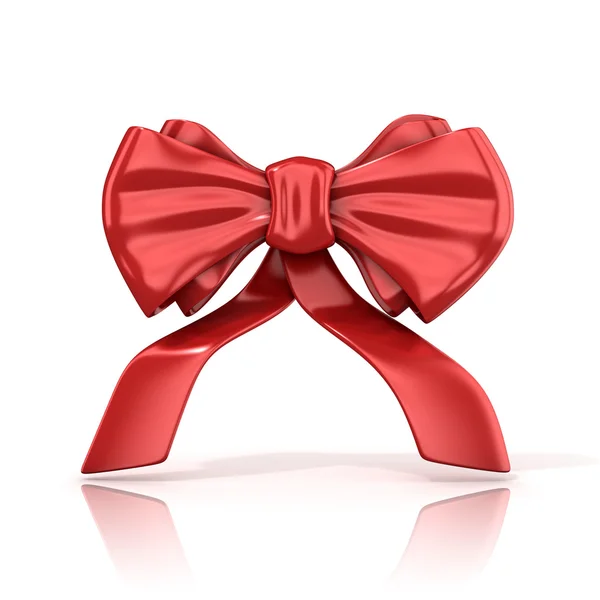 Red ribbon bow with tails — Stock Photo, Image