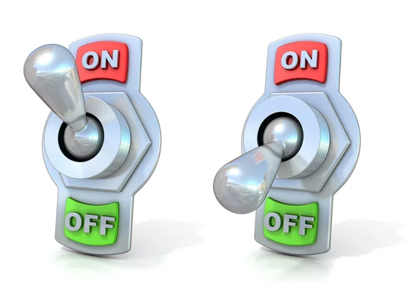 On and off metal toggle switches — Stock Photo, Image