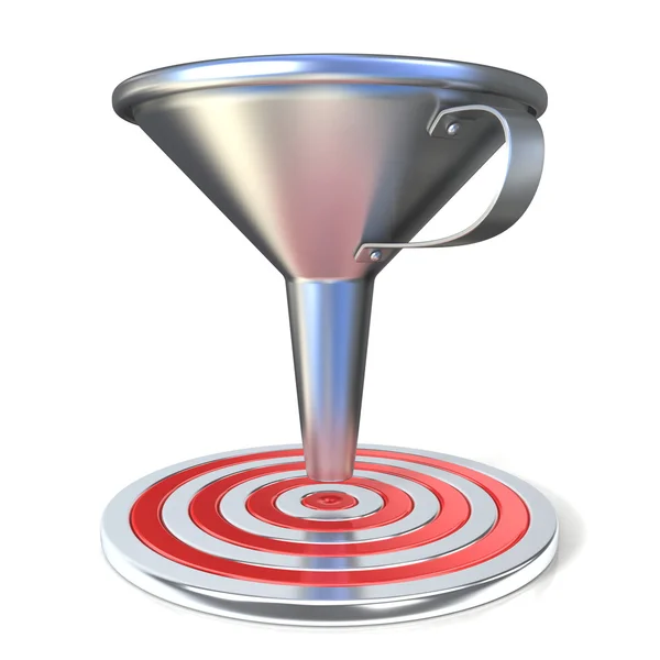 Empty steel funnel and red target — Stock Photo, Image